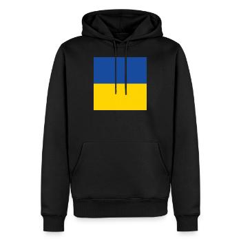 Drapeau de l’Ukraine, fierté de l’Ukraine, cadeau ukrainien - Sweat à capuche Premium bio Homme - noir - Devant - Nico (187cm)