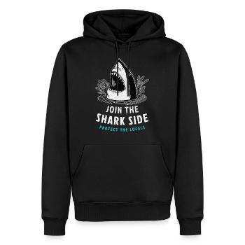 Haie Join the Shark Side - Protect the Locals Hai - Männer Premium Bio Hoodie - Schwarz - Vorne - Nico (187cm)