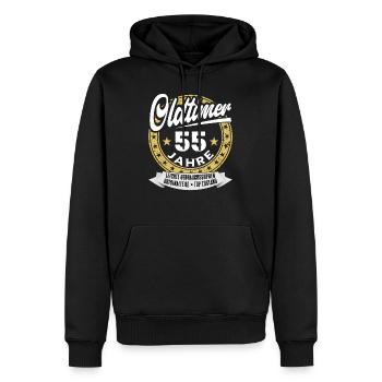 55e anniversaire de la voiture classique 55 ans - Sweat à capuche Premium bio Homme - noir - Devant - Nico (187cm)
