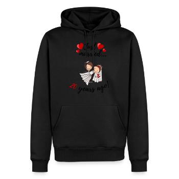 20 years wedding anniversary - Men’s Premium Organic Hoodie - black - Front - Nico (187cm)