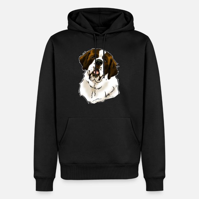 Saint Bernard hundhuvud (mörka textilier) - Ekologisk premiumluvtröja herr - svart