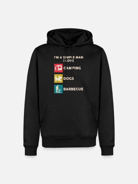Camping dog cricket man - Men’s Premium Organic Hoodie - black