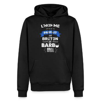 Breton barbu, Bretagne fierté - Sweat à capuche Premium bio Homme - noir - Devant - Nico (187cm)