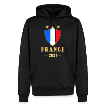 France France Football - Sweat à capuche Premium bio Homme - noir - Devant - Nico (187cm)