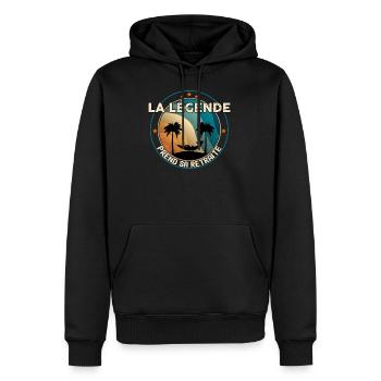 La légende prend sa retraite, cadeau carrière - Sweat à capuche Premium bio Homme - noir - Devant - Nico (187cm)