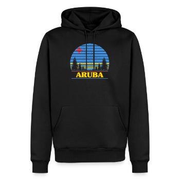 Aruba - Männer Premium Bio Hoodie - Schwarz - Vorne - Nico (187cm)