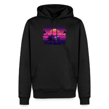 80‘s Synthwave Car Design 🎹🚘 - Männer Premium Bio Hoodie - Schwarz - Vorne - Nico (187cm)
