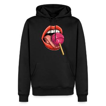 Baiser bouche sucette sucette bonbons - Sweat à capuche Premium bio Homme - noir - Devant - Nico (187cm)