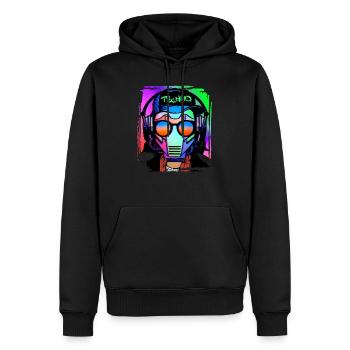 Psychedelic / Techno / Minimal Head Design - Männer Premium Bio Hoodie - Schwarz - Vorne - Nico (187cm)