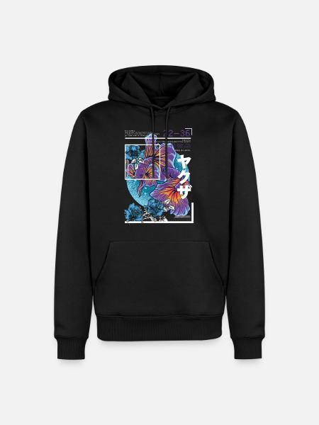 Japon Art Style Koi Poisson - Sweat à capuche Premium bio Homme - noir