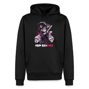 Grim Reapurr niedlich Katze als Sensenmann - Männer Premium Bio Hoodie - Schwarz - Vorne - Nico (187cm)