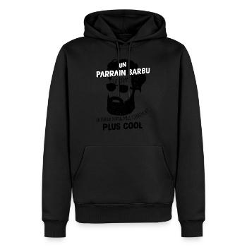Parrain papa barbu Cadeau cool parrain - Sweat à capuche Premium bio Homme - noir - Devant - Nico (187cm)