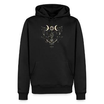 Étoiles Soleil Lune, Boho, Planète, Snake, Ésotérisme - Sweat à capuche Premium bio Homme - noir - Devant - Nico (187cm)