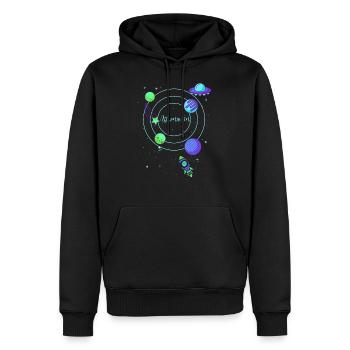 Astronaute, Espace, Planète, Étoile, Lune, Soleil - Sweat à capuche Premium bio Homme - noir - Devant - Nico (187cm)