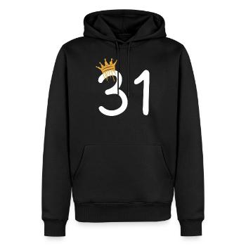 31 - Sweat à capuche Premium bio Homme - noir - Devant - Nico (187cm)