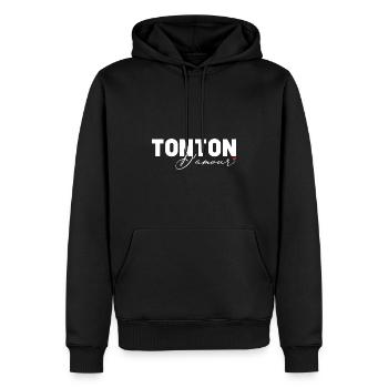 Tonton d'amour - Sweat à capuche Premium bio Homme - noir - Devant - Nico (187cm)