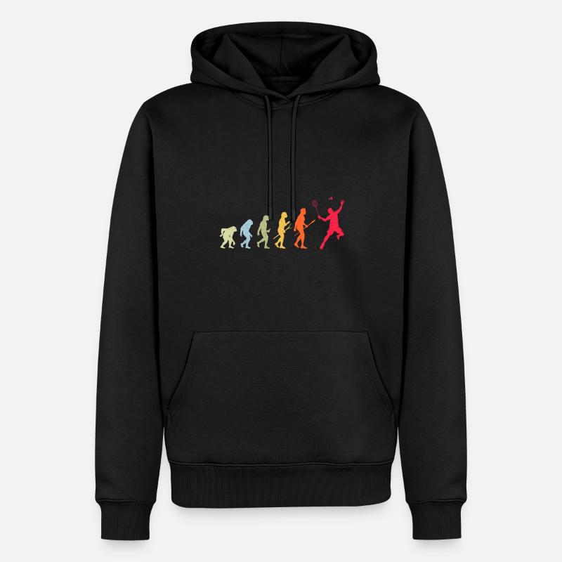 Badminton Evolution - Männer Premium Bio Hoodie - Schwarz