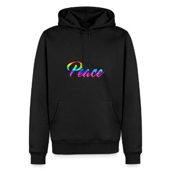 Drapeau arc-en-ciel de la paix - Sweat à capuche Premium bio Homme - noir - Devant - Nico (187cm)