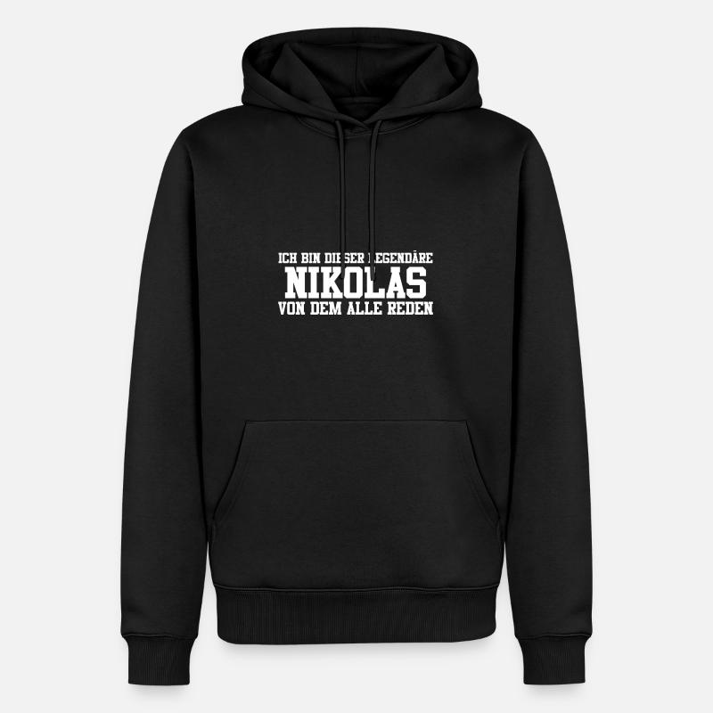Nikolas Name Design - Männer Premium Bio Hoodie - Schwarz
