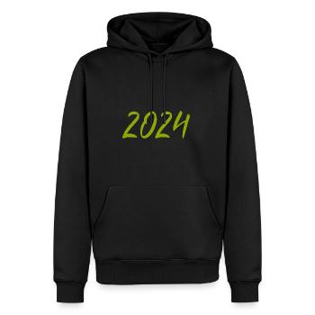 2024 Réveillon du Nouvel An vert - Sweat à capuche Premium bio Homme - noir - Devant - Nico (187cm)