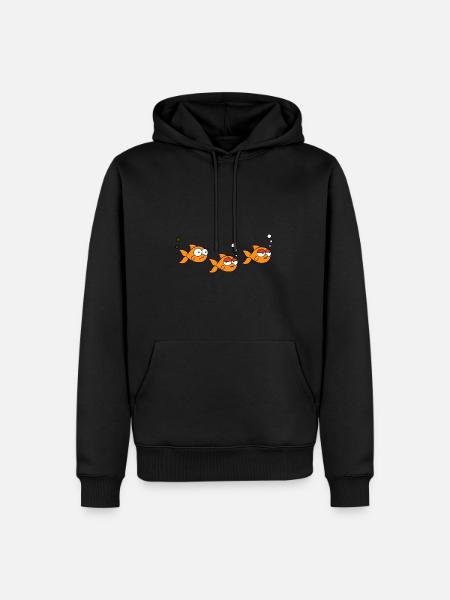 3 Poisson - Sweat à capuche Premium bio Homme - noir