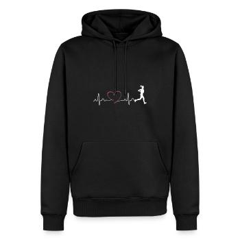 Runner Jogging Jogger Pulse Rate Cadeau - Sweat à capuche Premium bio Homme - noir - Devant - Nico (187cm)