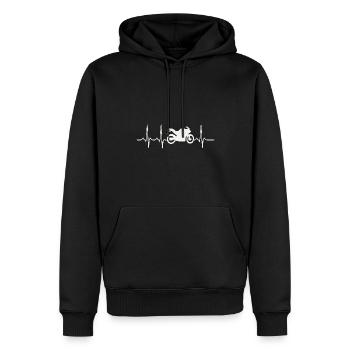 Motorrad Herzschlag – EKG Pulslinie - Männer Premium Bio Hoodie - Schwarz - Vorne - Nico (187cm)