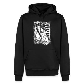 Équitation - Cavalier - Cheval - Tête de cheval - Sweat à capuche Premium bio Homme - noir - Devant - Nico (187cm)