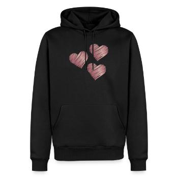 Roségold Herz Pinselstriche - Männer Premium Bio Hoodie - Schwarz - Vorne - Nico (187cm)