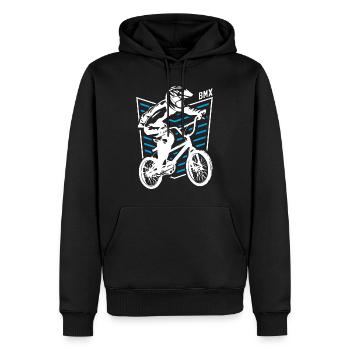 | de badge Bmx Bmx Bike Rider Retro Bleu - Sweat à capuche Premium bio Homme - noir - Devant - Nico (187cm)