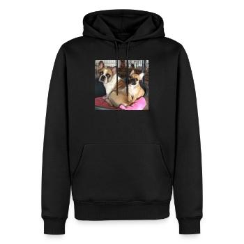 Français Bulldog Mère et Fils - Sweat à capuche Premium bio Homme - noir - Devant - Nico (187cm)