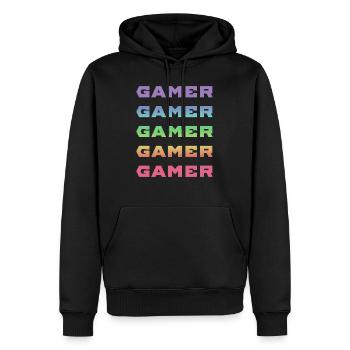 GAMER GAMER GAMER GAMER - Men’s Premium Organic Hoodie - black - Front - Nico (187cm)