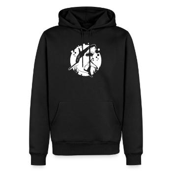 Hai - Männer Premium Bio Hoodie - Schwarz - Vorne - Nico (187cm)