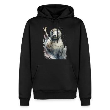Sceau doux mignon réaliste aquarelle - Sweat à capuche Premium bio Homme - noir - Devant - Nico (187cm)