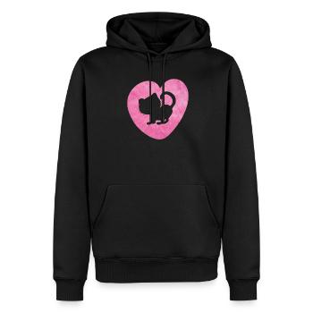Coeur Chat Fourrure Chat Fluffy Silhouette Love Fan - Sweat à capuche Premium bio Homme - noir - Devant - Nico (187cm)