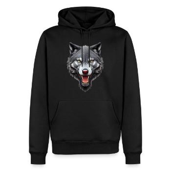 wolf - Men’s Premium Organic Hoodie - black - Front - Nico (187cm)