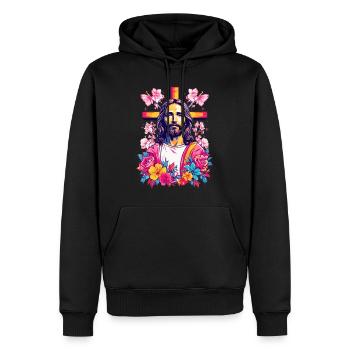 Jesus Christus - Männer Premium Bio Hoodie - Schwarz - Vorne - Nico (187cm)