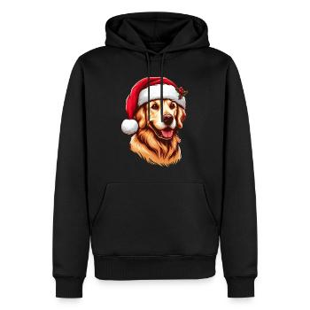 Père Noël Retriver doré - Sweat à capuche Premium bio Homme - noir - Devant - Nico (187cm)