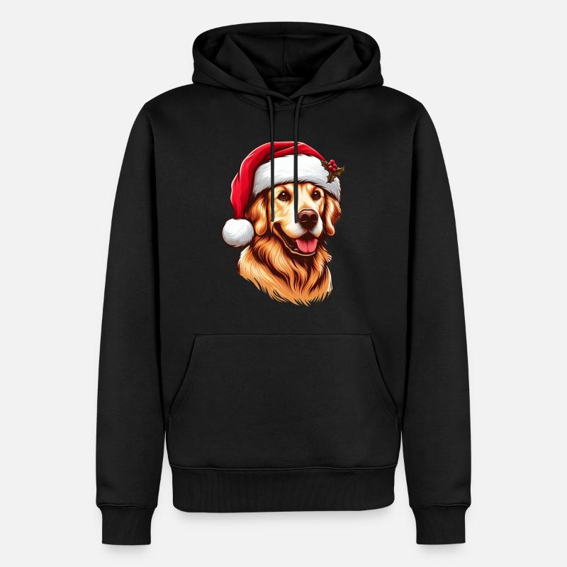 Père Noël Retriver doré - Sweat à capuche Premium bio Homme - noir
