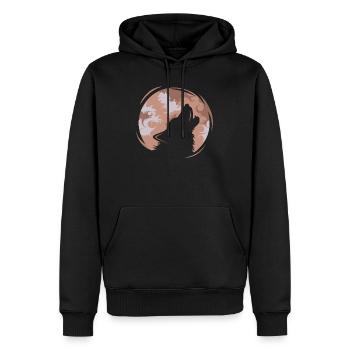Wolf illustration icon logo moon evening icon - Men’s Premium Organic Hoodie - black - Front - Nico (187cm)