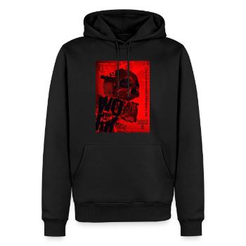 Crâne Rouge Techno Urbain - Sweat à capuche Premium bio Homme - noir - Devant - Nico (187cm)
