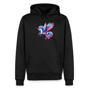 Licorne (02) - Sweat à capuche Premium bio Homme - noir - Devant - Nico (187cm)