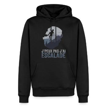 Ich kann nicht, ich bin geklettert - Männer Premium Bio Hoodie - Schwarz - Vorne - Nico (187cm)