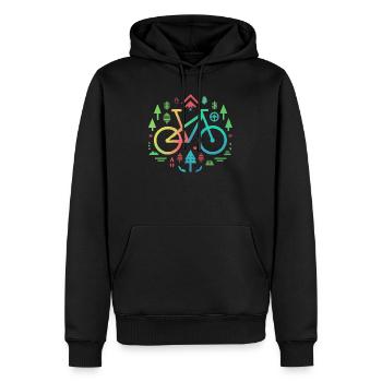 Vélo minimaliste et contour de la nature - Sweat à capuche Premium bio Homme - noir - Devant - Nico (187cm)