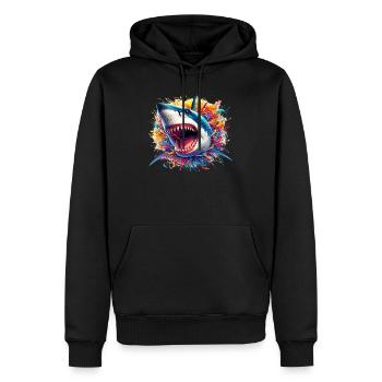 Shark - Men’s Premium Organic Hoodie - black - Front - Nico (187cm)