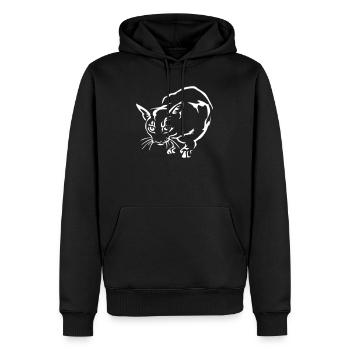 Abessiner Katze "Black Edition" - Männer Premium Bio Hoodie - Schwarz - Vorne - Nico (187cm)