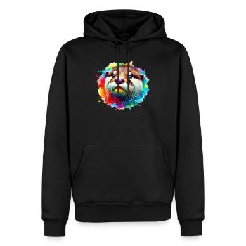 Otter - Männer Premium Bio Hoodie - Schwarz - Vorne - Nico (187cm)