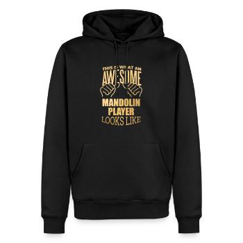 Mandoline - Männer Premium Bio Hoodie - Schwarz - Vorne - Nico (187cm)