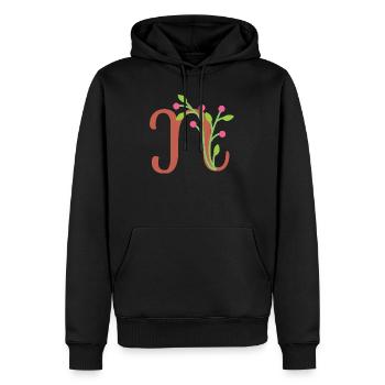 Eleganter Buchstabe 'N' mit Blumen - Männer Premium Bio Hoodie - Schwarz - Vorne - Nico (187cm)