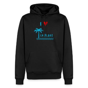 RUHESTAND. RUHESTAND. PENSIONIERT. GLÜCKLICHER RUHESTAND - Männer Premium Bio Hoodie - Schwarz - Vorne - Nico (187cm)